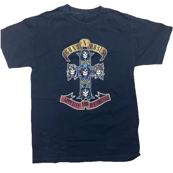 Guns n Roses Tee Y2K VTG 2000s 2005 Small Band music Tour T-shirt Skull GNR - Picture 8 of 12